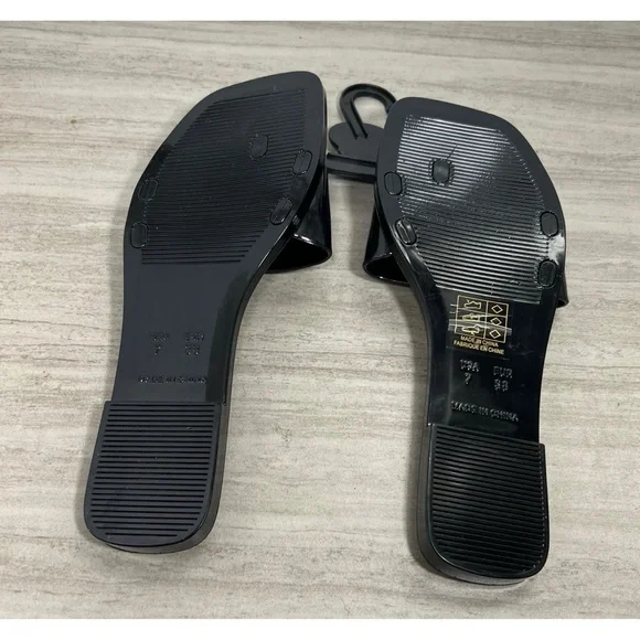 NEW Jeffrey Campbell Jelly Sandals / Slides in Black Size 7 Gold Tone - Picture 3 of 3